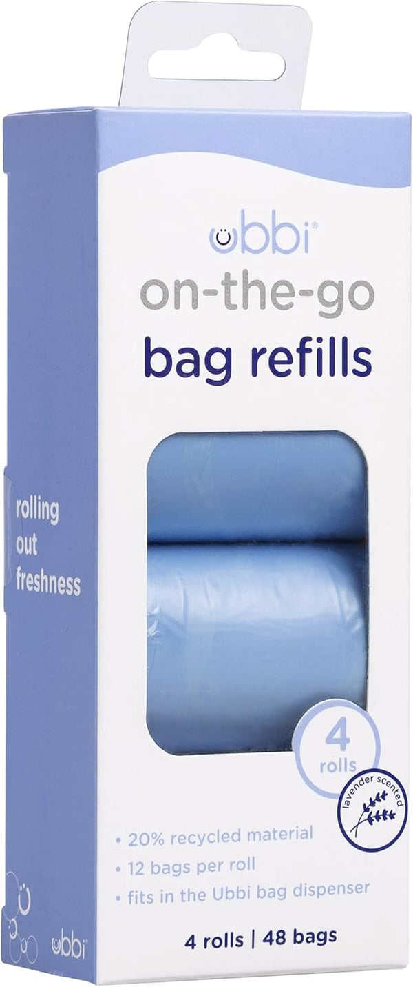 Ubbi On-the-Go Refill Bags, Diaper Disposal Waste Bags, Lavender Scented, On-the-Go Diapering