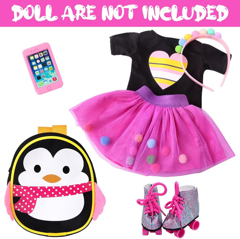 18 Inch American Doll Clothes and Accessories, Doll Travel Skating Sport Playset (Doll Not Included)