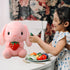 HOUPU Soft Toy - Sitting Lop Eared Rabbit, Pink-Strawberry Stuffed Bunny with Carrot, 8.6in/22cm
