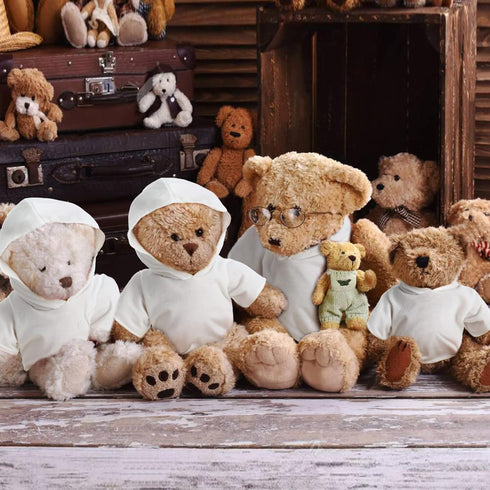 18 Pcs Stuffed Bear Clothes Sublimation Blank Doll T-Shirts, Basic Hoodie for 14-18 Inches Stuffed Animals