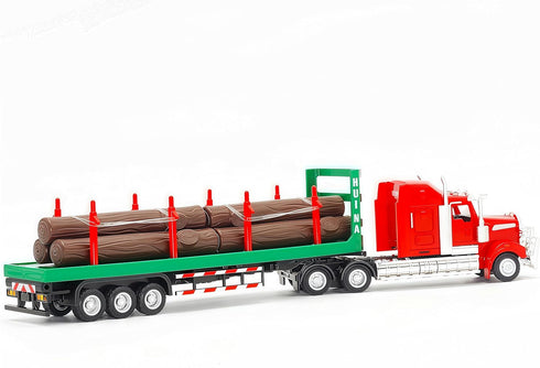 1:50 Gemini&Genius Timber Truck Toys for Kids, Heavy Duty Alloy Truck Timber Construction Vehicle, Scale Diecast