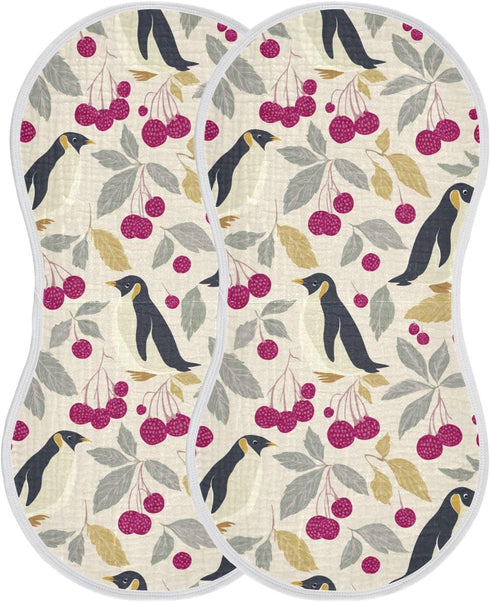 decor gift 4 Pack 22x11in Cotton Burp Cloth Soft Touch Penguin Raspberry Off White washcloths for Unisex