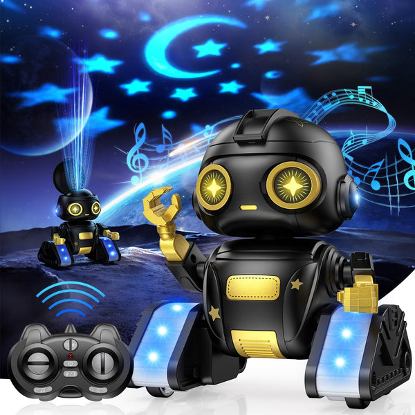 BAIWU Robot Toys for Kids,RC Robot with Gesture Sensing & LED Eyes,Star Projector