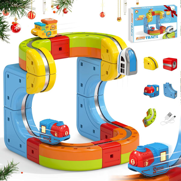 Generic 18pcs Magnetic Train Track Set, Educational Building Toy with Colorful Multi-Level Railway