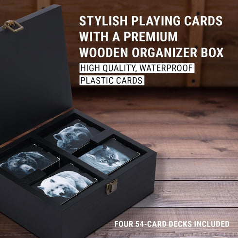North American Predators Playing Cards, Waterproof Stylish Playing Cards with Organizer Box for Collectors and Game