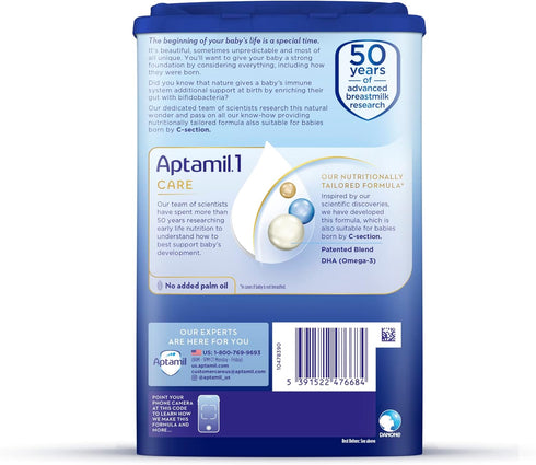Aptamil Care Stage 1 - Milk Based Powder Infant Formula, DHA & ARA, Omega 3 & 6, Prebiotics, 28.2 Ounces