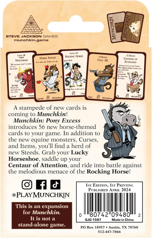 Steve Jackson Games Munchkin: Pony Excess, Strategy Board Game, for 3 to 6 Players and Ages 10+