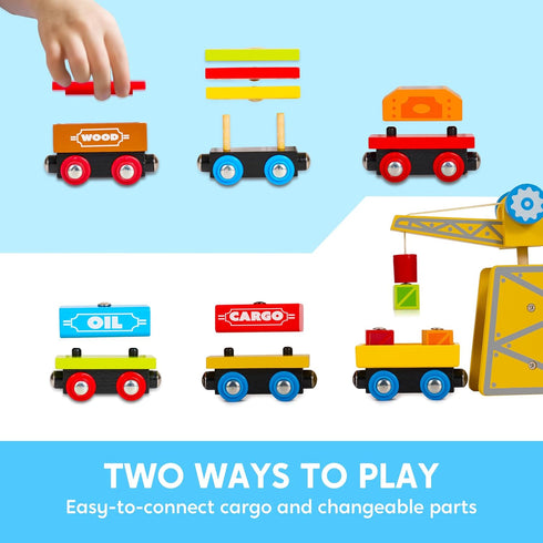 Set 12PCS 2-8 Montessori Wooden Train Toy for Kids, Magnetic Train Cars with Storage Gift Box, STEM Educational Toy