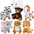 7 Pieces Jungle Stuffed Animal Set: Plush Giraffe, Tiger, Lion, Bear, Elephant, Zebra - 4.72 Inches for Parties & Awards