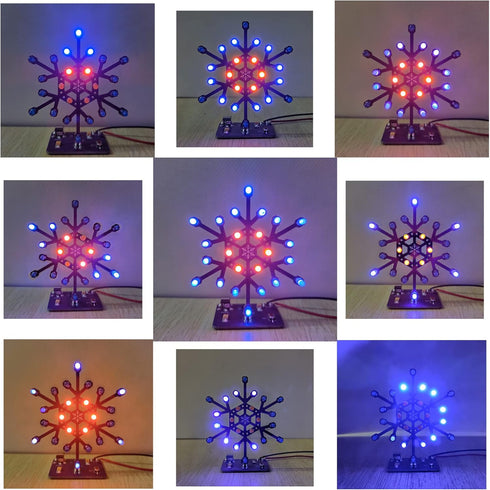 Soldering Practice Kit - Snowflake Shaped LED Project Kit for School and Home Teaching, Ideal Gift