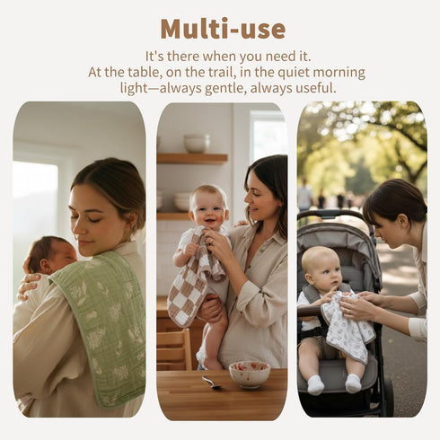 6-Pack 6-Layer 20x10 Inch Set Muslin Baby Burp Cloths Made with Organic Cotton Absorbent & Gentle for Newborn Feeding