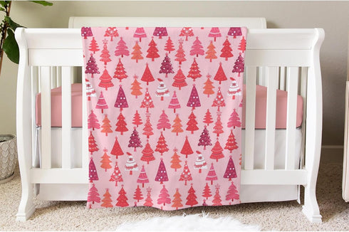 SqtmuHLuo 60x80inch Pink Christmas Baby Blanket Boys Girl Gifts First Christmas Tree Baby Nursery Bed Receiving