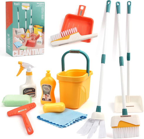 Jenilily Detachable Kids Cleaning Toy Set - Broom, Mop, Dustpan, Brush, Rag