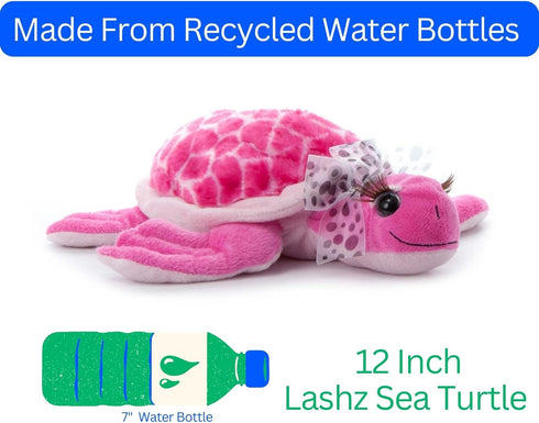 The Petting Zoo, Lash'z Pink Sea Turtle Stuffed Animal, Gifts for Girls, Plush Toy 12 Inches