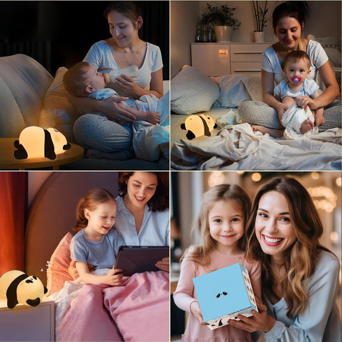 3 Dimmable Rechargeable Cute Panda Night Light, Level Nursery Nightlight with Timer, Silicone Light Cute Animal Night