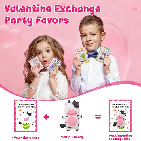 Qudoustar 28 Pack Valentines Day Gifts for Kids School with Kawaii Mochi, Stress Relief Fidget Toys with Valentines Day