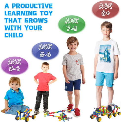 Kids Building Kit STEM Toys, 110 Pcs Educational Construction Blocks DIY Learning Set for Ages 3-10