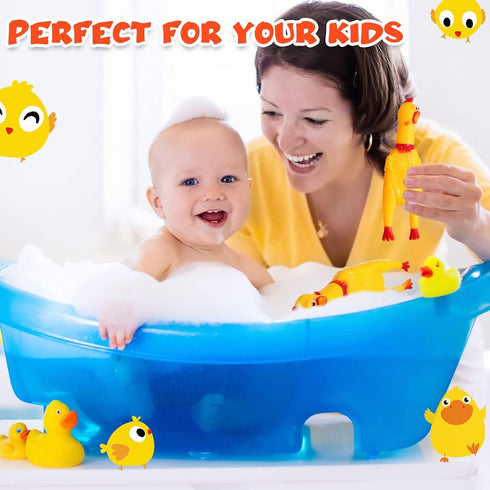 Honoson 50 6.3 Inch(Yellow) Pcs Rubber Chickens Squeak Screaming Chicken Novelty Bulk Dog Toys for Pets Dogs Adults