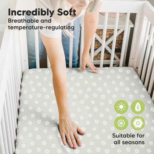 Pack 2-Pack 4-Pack Pack KeaBabies and Play Sheets Fitted, Mini Crib Sheets and Muslin Swaddle Blankets for Baby Boys
