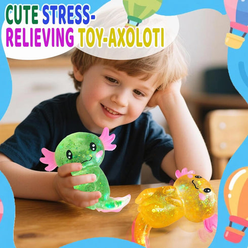 Puffwize 4pcs Gift(4pcs) Axolotl Squishy Stress Relief Toy Glitter Fidget Toys Cute Malt Sugar Axolotl Toy Fidget Toys