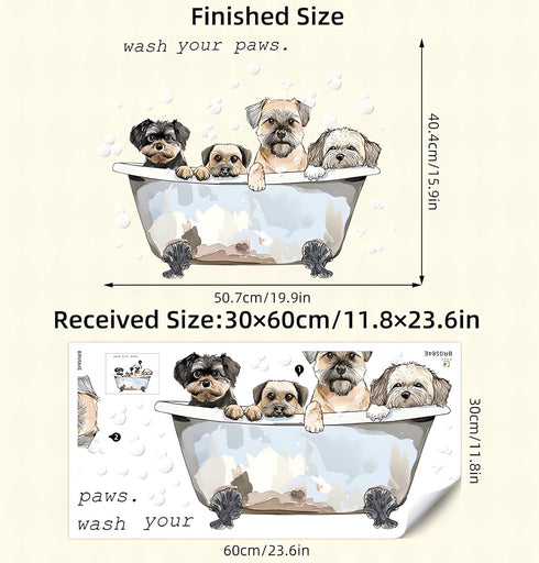 Cute Puppy Bubble Bath Wall Stickers, sacinora Dog Bathtub Pet Wall Decals Removable Vinyl Peel and Stick for Bathroom