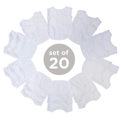 Neat Solutions 20 Pack 2-Ply Knit Terry Feeder Bibs in White
