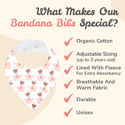 The Wee Bean Organic Cotton Bandana Bibs 2pcs Set - Baby Bandana Drool Bibs for Boys Girls Unisex, Teething and Drooling