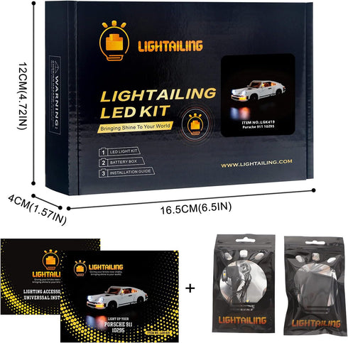 LIGHTAILING Light Set for Porsche 911 Building Blocks Model, LED Light Kit Compatible with Lego 10295