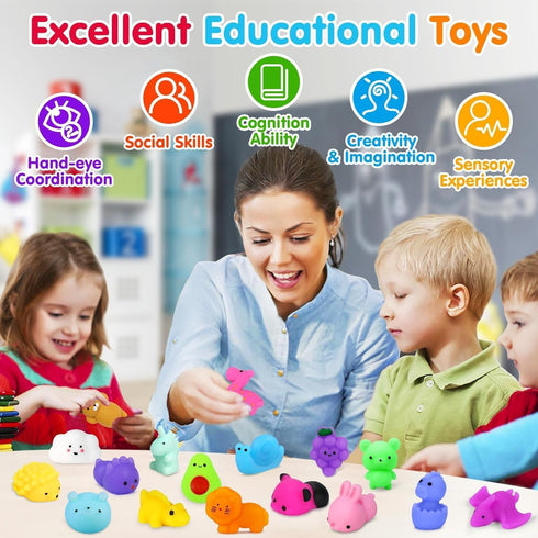 130PCS Yunaking Squishies Mochi Squishy Toy, Kawaii Squishies Party Favors for Kids Stress Relief Fidget Toys Treasure