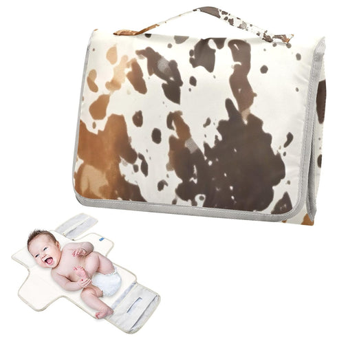 PaChyLuu Portable Baby Changing Pad - Retro Cow Print Waterproof Diaper Changing Mats for Baby Boys Girls, Lightweight
