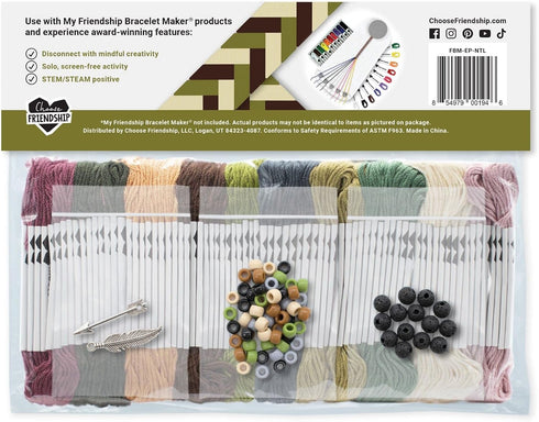 Choose Friendship, My Friendship Bracelet Maker Be Natural Expansion Pack, 80 Pre-cut Threads and 75 Beads/Charms, Makes 16-32 Bracelets (Embroidery Floss) by Choose Friendship
