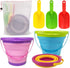 POUYRBA Collapsible Beach Bucket and Shovel Set for Kids, 3Pcs Foldable Sand Toys