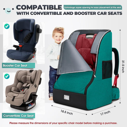 Backpack RAINSMORE Padded Car Seat Travel Bag for Airplane Heavy Duty Car Seat for Air Travel Baby Carseat Cover Bags