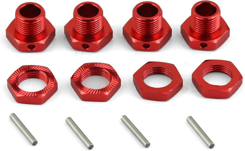 4pcs 17mm Wheel Hex & 4pcs Wheel Nut Aluminum Alloy with Pins for ARRMA Typhon 6S Mojave Upgrades (Red)