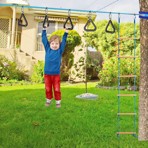 Dolibest Monkey Bars Trapeze Bar, Kids Playground Trapeze Bar Rings for Backyard Monkey Bars Ninja Course