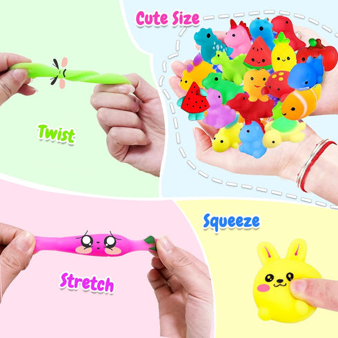 120PCS, Squishies Toys Bulk Party Favors for Kids, Goodie Bag Stuffers, Classroom Prizes, Treasure Box Toys, Stress