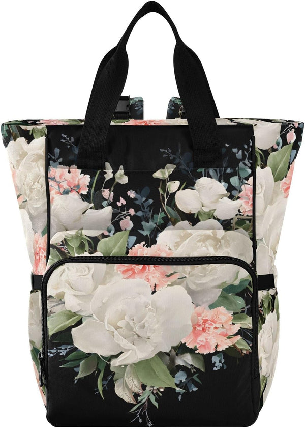 SUABO Baby Diaper Bag Backpack Love Rose Large Bag Waterproof Travel Diaper Bags