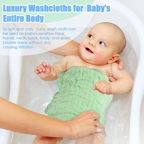 Cloths,16 Pack,12x12 Inches,(Pink,Green,Blue,White) MUKIN Baby Washcloths and Burp