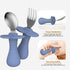 2 Pcs Toddler Utensils Set, Stainless Steel Forks and Spoons for Children, Safe Flatware Metal Kids Cutlery with Round