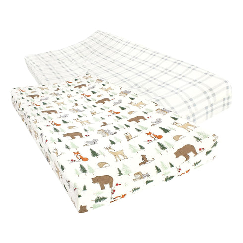 Hudson Baby Unisex Cotton Changing Pad Cover, Forest Animals, One Size