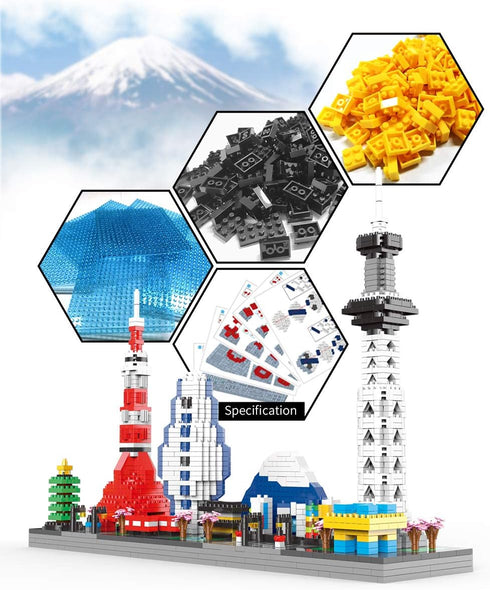 Japan Tokyo Skylines Architecture Micro Building Sets, Famous Landmark Collection Mini Blocks Kit for Adults, 1880