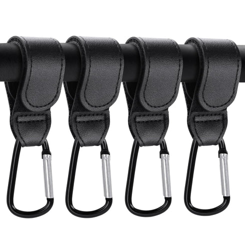 NxeAnnQi 4 Pack Premium Non-Slip Stroller Hooks, Adjustable Carabiner Clips, Multifunctional Baby Stroller