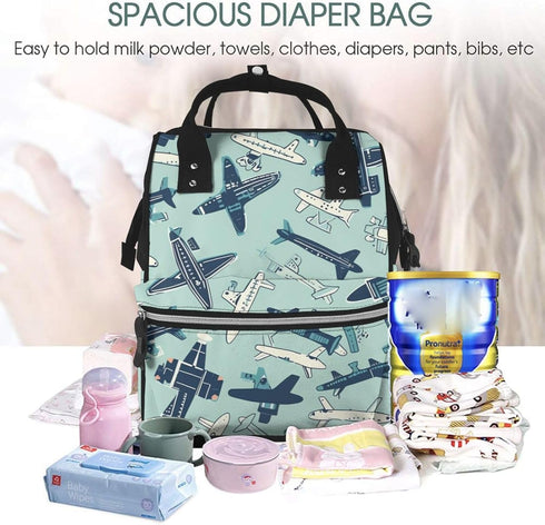 QSMJKLD Backpack Mommy Daypack Airplane Diaper Bag with Changing Pad, Pacifier Holder - Multifunction Travel Nappy Bags