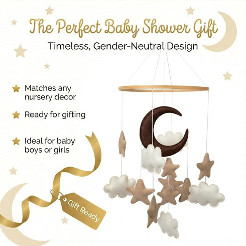 Modern Boho Baby Mobile for Crib - Stylish Nursery Decor in Neutral Tones