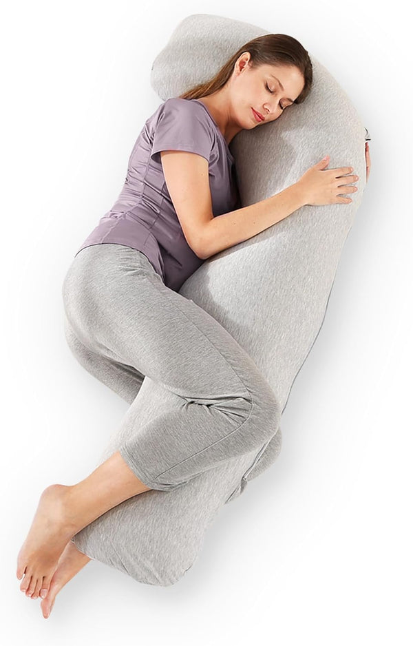 Zomee Comfort Pregnancy Pillow - J Shaped Maternity Pillow for Side Sleeping