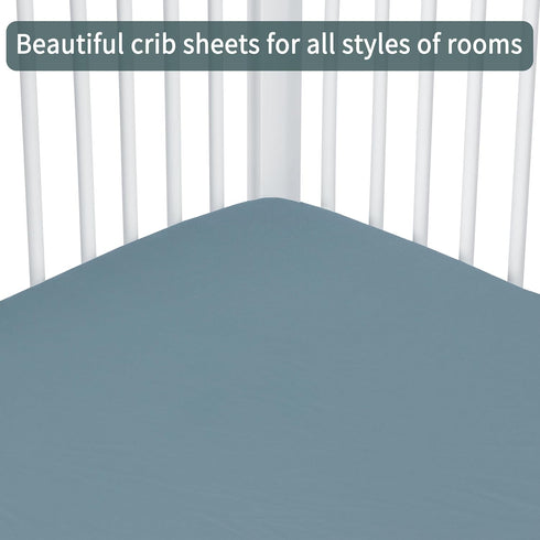 2 Pack 52x28x8in. GUNTAIL Baby Crib Sheets for Boys Girls, Fitted Crib Sheet for Standard Crib and Toddler Mattress