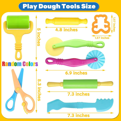 Playdough Tools for Kids, 24 Pieces Play Dough Tools Set with Rolling Pins,Playdough Cutters,Playdough Extruders,Scissor by iShyan