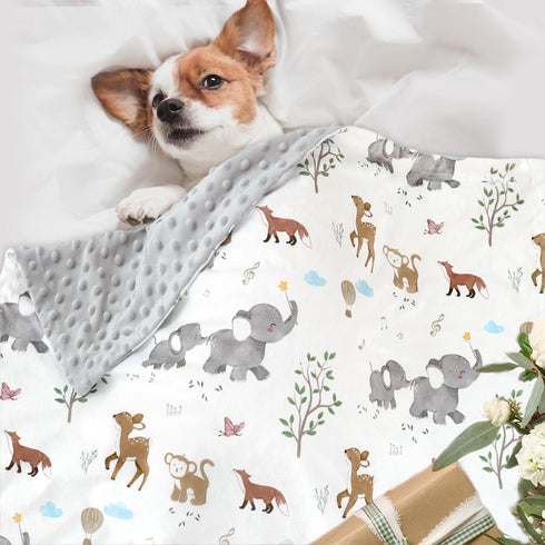 30 40 Inch BOPRIO Baby Blankets for Unisex Boys Girls, Super Soft Nursery Minky Blankets with Woodland Animal Design