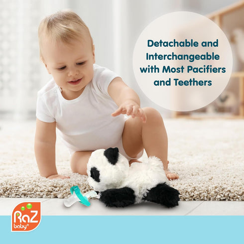 0M+, 100% RaZbaby JollyPop Pacifier, Holder w/Detachable Baby Pacifier, Stuffed Animal RaZbuddy, All Ages Medical Grade