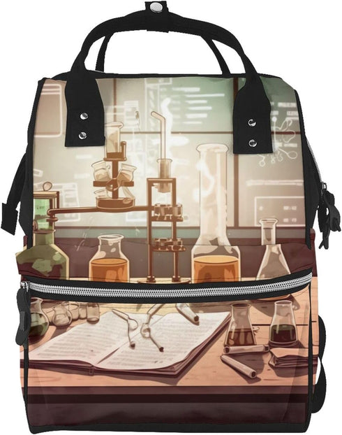 FHEDVBN Chemistry Lab Diaper Bag Backpack for Women Multifunction Waterproof Mummy Backpacks for